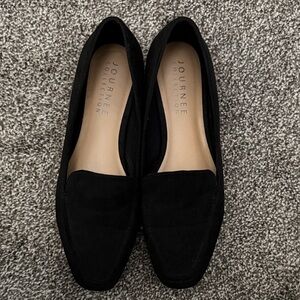 Journee Collection Black Suede Slip-On Loafers